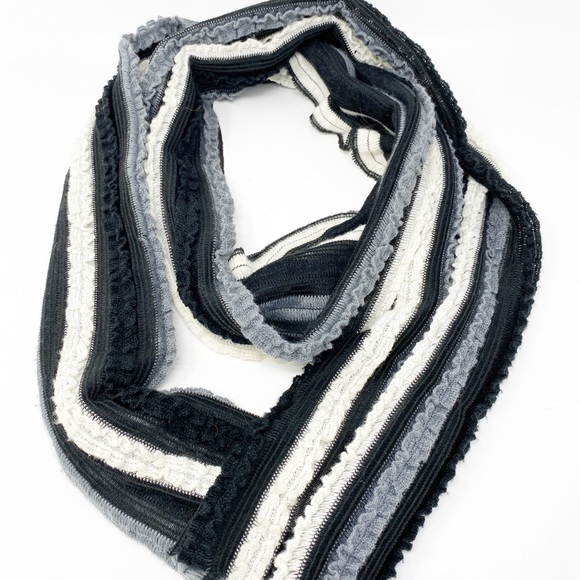 Dana Herbert Textured Scarf Black White Gray - Picture 5 of 8